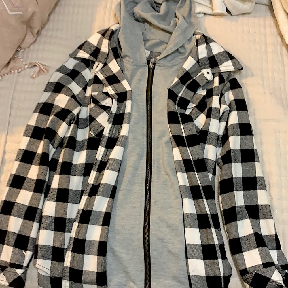 flannel with built in hoodie
